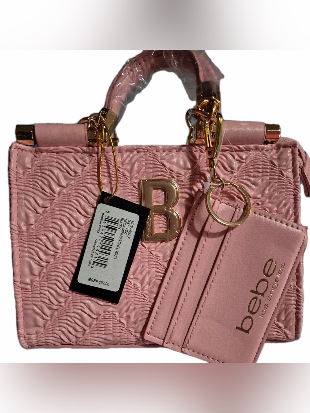 Bebe Nola satchel in pink w Card Holder